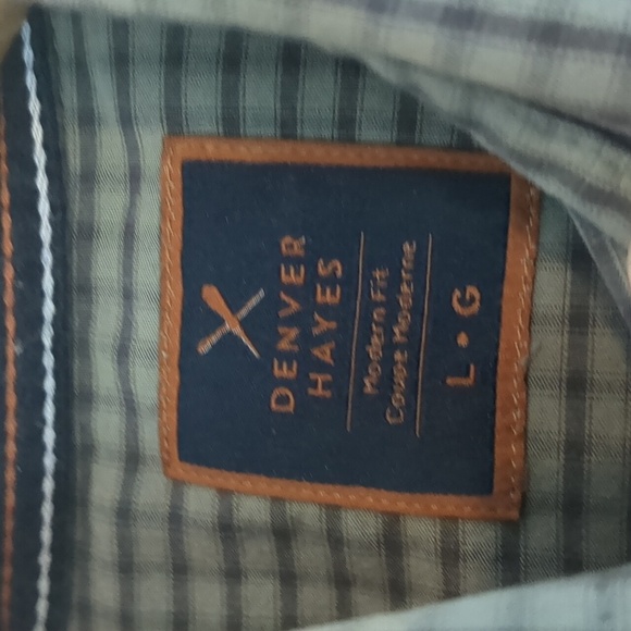 Denver Hayes Shirt Mens SZ Large Gray and Black Striped Button Down Short Sleeve - Picture 4 of 8